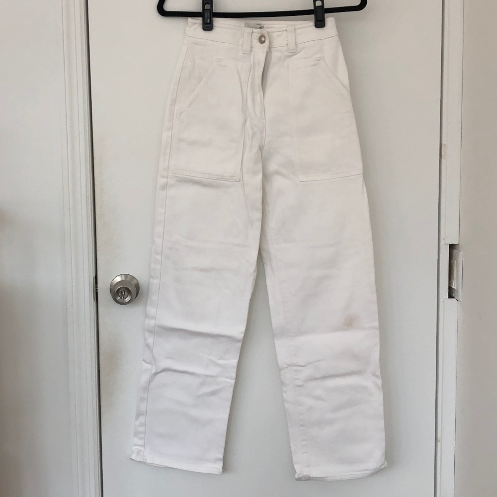 High waisted wide leg denim pants